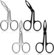 4 Pieces Eyebrow Tweezers Scissor Handle Flat Straight Tip Brow Black