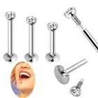 3X 16g Zircon Steel Labret Ring Monroe Lip Bar Ear Stud Internal Thread Piercing