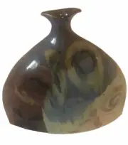 Magnum 7” Pottery Flounder Vase, Unique Abstract. Signed And Dated By The Artist