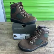 TIMBERLAND Dark Brown Green Beef And Broccolis 6in Field Boots 12.5 Youth NEW