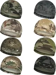 [Besforta] 8 Pcs Cooling Skull Caps Helmet Liner Sweat Wicking Hat Sports Running Cycling Beanie for Men Women