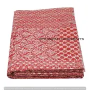 Queen Patchwork Throw Summer Cotton Red Sofa Decor Blanket Kantha Quilt Bedsheet