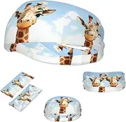 FJWSLCH Giraffe Headbands for Women Men Non Slip Workout Sweatbands Adjustable Sports Hair Bands Elastic Head Bands Moisture Wicking Hairband for Running, Cycling, Yoga, Spa