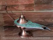 Rare Brass Oil Lamp Aladdin Chirag Home Handicraft Incense Burner Occassion Gift
