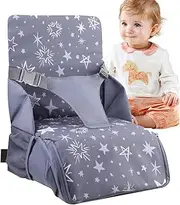 HEYOUTH Booster Seat Chair, Child Booster Seat, Travel Highchair, Children's Seat Cushion, 3-Point Strap Chair, Foldable, Chair Raiser Converts into Portable Carry Bag or Changing Bag