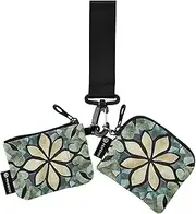 [XYMZR] Mini Zip Around Wristlet keychain Wallet Vintage Marble Floral for Women Personalized Pattern Detachable Dual Pouch Wristlet Portable Wallet Phone Coin Purse, Multi-colored, One Size