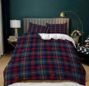 v26 Bed Sheets Classic Plaid Check Pattern CIW Duvet Cover Set Comforter Cover Bed Sheets IU26