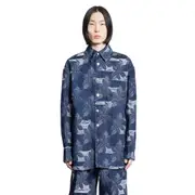 [GUCCI] Camicia in denim jacquard floreale Blue