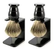 Edwin Jagger 1EJ876SDS Medium Badger Shaving Brush Ebony + Drip Stand (2 Pack)