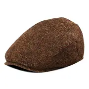 Kids Wool Tweed Newsboy Flat Cap Herringbone Boy 6-8 Years Flecked Coffee