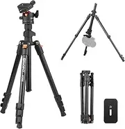 K268 Portable P Graphy Tripod Stand Al Num Alloy 360°Panorama Head 162Cm/63.8In Max. Height 10Kg/22Lbs Load Travel Camera Tripod with Carry Bag 2Pcs Quick Release Plates Black