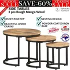 Nesting Table Set Of 3 Industrial Style Wooden Side End Coffee Tables Mango Wood