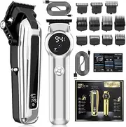 Roziapro Mens Clippers and Grooming Set - Professional Clippers and Trimmers Set, Hair Clipper and Trimmer for Men, Cordless Clippers for Hair Cutting(Silver)