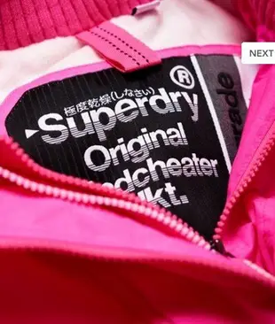 美國百分百【全新真品】Superdry 極度乾燥 風衣 連帽 外套 防風 夾克 刷毛 桃紅/白 男/女 短大衣 F855