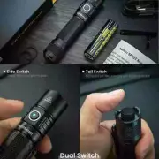 Flashlight Powerful LED Light USB C Rechargeable Torch with Dual Switch Power