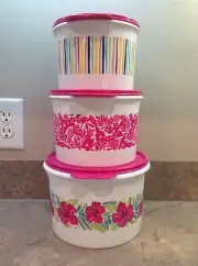 Tupperware Tropical Glamour Giant Canisters Set Of 3