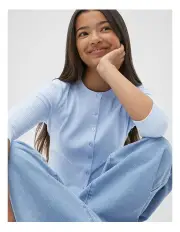 [Seed Heritage] Button Up Rib Tee in Blue Jay
