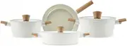 Karaca Swiss Crystal Almond Cream Induction Base 7-Piece Cookware Set
