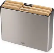Joseph Joseph Folio Premium Chopping Board Set, Slimline Case for Organised Kitchen Storage, Large, Stainless Steel and Bamboo