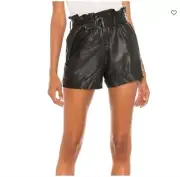 NWT Allsaints Erica Leather Paperbag Shorts Size 6