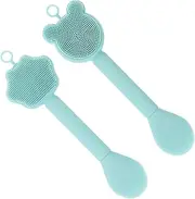 CANIGHT 2 pcs Double End Silicone Facial Cleansing Scrubber Cute Face Brushes for Deep Cleaning and Mask Application Portable and Lightweight Safe and Practical Tool for Women