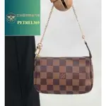 二手精品 LV POCHETTE MINI 路易威登 棋盤格 迷你 麻將包 零錢包 手拿包 鏈帶包 手提包 N58009