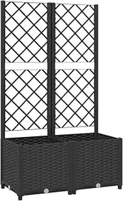 EVURU Raised Bed with Trellis, Vertical Planter, Privacy Screen Planter Box for Vine Growing Climbing, Outdoor Floor Plant Bed Indoor & Outdoor Use for Yard Balcony, Black 80x40x136 cm