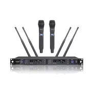 Wireless UHF Microphone System 2CH Handheld Karaoke Microphones Church KTV Mic