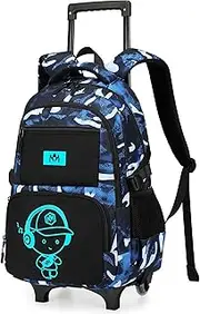 [Bluboon] Rolling Backpack with Wheels Kids Backpack for Boys Teens Wheeled Bookbag Kids Luggage Travel Hiking