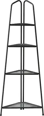 Takasho Plant Stand Modern Corner - 4 Shelf Tall, Black/Grey