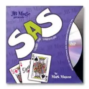 SAS SIGNED & SANDWICHED DVD & GIMMICKS BY M MASON & JB MAGIC CARD TRICK