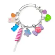 Handmade silver SWEET CANDY adjustable bangle CHARM BRACELET. NEW