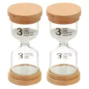 3 Minute Sand Timer, 2 Pcs High Borosilicate Glass Wooden Sand Watch, White