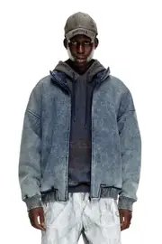 [Diesel] Diesel - Jacket in teddy-bonded jersey - Sweaters - Man - Blue M Blue