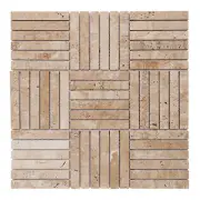 Beige Sand Travertine Stone Basketweave Parquet Mosaic Tile Kitchen Backsplash
