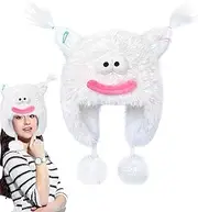 Cute Winter Hat - Funny Plush Hat | Adjustable Cap Super Soft Warm Hat with Ear Flaps Stuffed Big Mouth Costume Toy Hat, Cozy Fleece Winter Hat for Kids & Teens Pouxa
