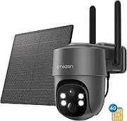 TMEZON 4G LTE Surveillance Security Camera Wireless Outdoor Solar Powered, 2K HD Color Night Vision, Pan Tilt 360°View Spotlight, 2-Way Talk, SIM Card & TF Card Included, PIR Motion with Solar Panel