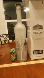 Large 21" 3 Liter Belvedere Vodka Display Glass Bottle Sealed Empty W/ Box