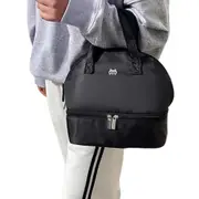 Insulated Dual Compartment Lunch Bag with Tote Handle-Black