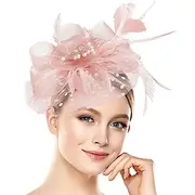 Fascinators Hat for Women Tea Party Feather Headband Mardi Gras Cocktail Hat Weddings