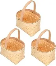 Cabilock 3Pcs Mini Woven Baskets with Handles for Party Treats Candy Favors and Lightweight Candy Holders for Weddings Birthdays Christmas and More