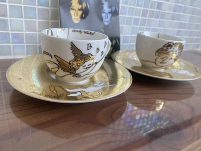 Rare Rosenthal Andy Warhol Golden Angel Espresso Cup and Saucer Set Collectible