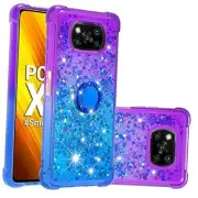 Phone Case for Xiaomi Poco X3 NFC/X3 Pro, Glitter TPU Bumper Case Purple Blue