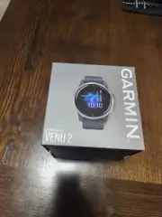 Garmin Venu 2 GPS Smartwatch 45 mm Silver Stainless Steel Bezel Granite Blue