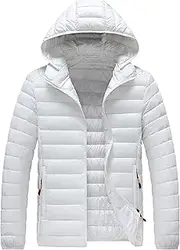 [JEShifangjiusu] Lightweight Cover Jacket With Hat Warm Winter Thick Ski Jacket Man Sports Jacket, white, 8XL