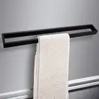 600mm Single Stainless Steel Towel Rail Rack Black Hanger Holder Wall Mount Bath