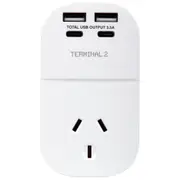 Terminal 2 Outbound Travel Adaptor with 4 USB Ports for UK, Ireland, Hong Kong & More