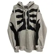 Skeleton Zip-Up Hoodie Gray - M