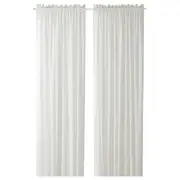 MUNKBOMAL sheer curtains, 1 pair, with rod pocket/white, 145x250 cm