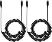 3FT/2Pcs Coiled USB C Cable Fast Charging Cord for Samsung Galaxy Z Fold6 Flip6 S24 FE S23 Ultra S22 S21 S9 S8 A16 A03s A13 A14 A53 A54 A51, C to C Android Auto Wire for Car for iPhone 16 Pro Pixel 9